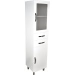 FIENZA F48-G UNICAB® TALLBOY WITH ONE GLASS DOOR PANEL & TWO DRAWERS GLOSS WHITE