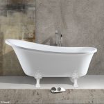 FIENZA FR2550-W CLAWFOOT FREESTANDING ACRYLIC BATH GLOSS WHITE WITH SEMI GLOSS WHITE FEET