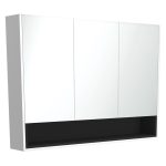 FIENZA PSC1200SMWB MIRROR CABINET 1200 WITH DISPLAY SHELF SATIN WHITE WITH SATIN BLACK INSERT