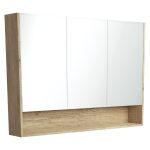 FIENZA PSC1200SS MIRROR CABINET 1200 WITH DISPLAY SHELF SCANDI OAK