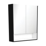 FIENZA PSC750SBMW MIRRO CABINET 750 WITH DISPLAY SHELF SATIN BLACK WITH SATIN WHITE INSERT