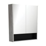 FIENZA PSC750SXB MIRROR CABINET 750 WITH DISPLAY SHELF INDUSTRIAL WITH SATIN BLACK INSERT