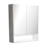 FIENZA PSC750SXMW MIRROR CABINET 750 WITH DISPLAY SHELF INDUSTRIAL WITH SATIN WHITE INSERT