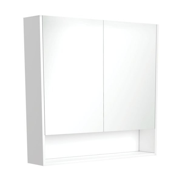 FIENZA PSC900SMW MIRROR CABINET 900 WITH DISPLAY SHELF SATIN WHITE