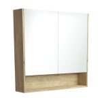FIENZA PSC900SS MIRROR CABINET 900 WITH DISPLAY SHELF SCANDI OAK