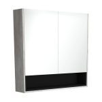 FIENZA PSC900SXB MIRROR CABINET 900 WITH DISPLAY SHELF INDUSTRIAL WITH SATIN BLACK INSERT