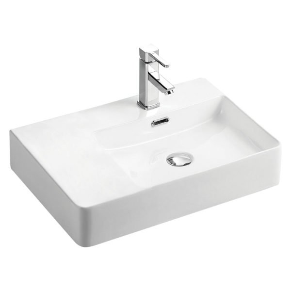 FIENZA RB2223R PETRA RECTANGLE RIGHT-HAND WALL BASIN GLOSS WHITE