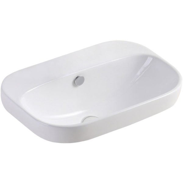 FIENZA RB5033-0 PARISA RECTANGULAR SEMI-INSET BASIN, NO TAP HOLE GLOSS WHITE