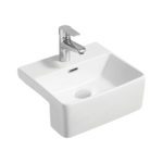FIENZA RB5050 PETRA MINI RECTANGLE SEMI-RECESSED BASIN GLOSS WHITE