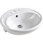 FIENZA RB760-3 MICKI OVAL SEMI-RECESSED BASIN 3 TAP HOLES GLOSS WHITE