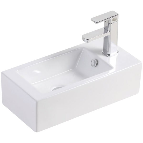 FIENZA TR4127A LINEA RECTANGLE RIGHT-HAND WALL BASIN GLOSS WHITE