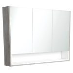 FIENZA PSC1200SXMW MIRROR CABINET 1200 WITH DISPLAY SHELF INDUSTRIAL WITH SATIN WHITE INSERT