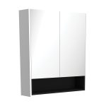 FIENZA PSC750SMWB MIRROR CABINET 750 WITH DISPLAY SHELF SATIN WHITE WITH SATIN BLACK INSERT