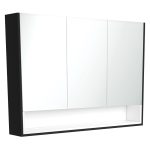 FIENZA PSC1200SBMW MIRROR CABINET 1200 WITH DISPLAY SHELF SATIN BLACK WITH SATIN WHITE INSERT
