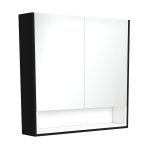 FIENZA PSC900SBMW MIRROR CABINET 900 WITH DISPLAY SHELF SATIN BLACK WITH SATIN WHITE INSERT