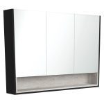 FIENZA PSC1200SBX MIRROR CABINET 1200 WITH DISPLAY SHELF SATIN BLACK WITH INDUSTRIAL INSERT