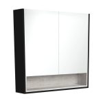 FIENZA PSC900SBX MIRROR CABINET 900 WITH DISPLAY SHELF SATIN BLACK WITH INDUSTRIAL INSERT