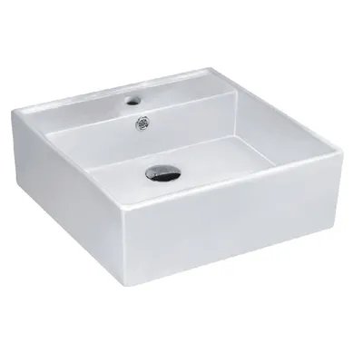INSPIRE IS2080 SQUARE WALL HUNG BASIN WITH TAP HOLE GLOSS WHITE