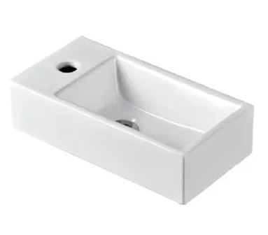 INSPIRE IS2048R COMPACT RECTANGULAR WALL HUNG BASIN WITH TAP HOLE RIGHT HAND BOWL WHITE