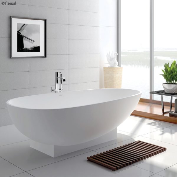 FIENZA ST04 LAGOONA FREESTANDING STONE BATH 1810 MATTE WHITE