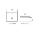 INSPIRE IS2082 RECTANGULAR WALL HUNG BASIN WITH TAP HOLE GLOSS WHITE