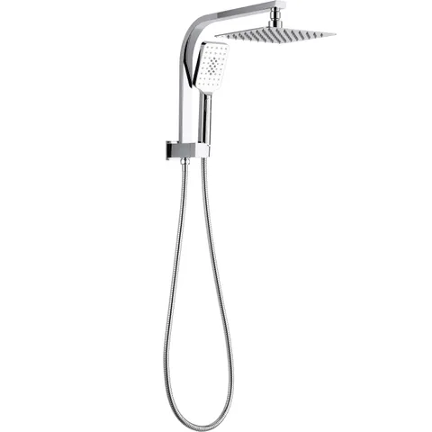 INSPIRE TTSS TARAN SQUARE HALF RAIL SET WITH 200MM SHOWER HEAD CHROME AND MATTE BLACK