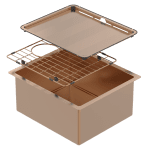 ABEY CR340CO PIAZZA SQUARE SINGLE BOWL STAINLESS STEEL SINK ARTISAN COPPER