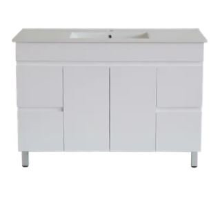 INSPIRE P124L PAVIA STANDARD FREE STANDING VANITY SINGLE BOWL 1200 GLOSS WHITE