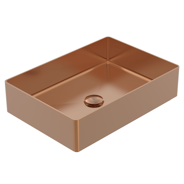 ABEY 304REC-CO RECTANGLE 304 STAINLESS STEEL ABOVE COUNTER BASIN GARETH ASHTON ARTISAN COPPER