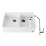 ABEY CLOTAIRE-2WT CHAMBORD CLOTAIRE DOUBLE BOWL SINK WHITE AND 400674 KITCHEN MIXER CHROME