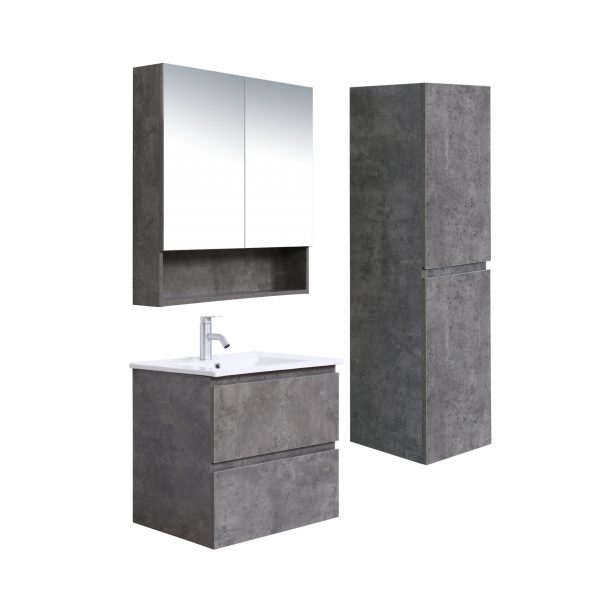 UNICASA LU-600-RC LUNA WALL-HUNG VANITY WITH CERAMIC BASIN / CABINET ONLY (ROCK CEMENTO)