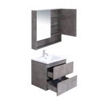 UNICASA LU-600-RC LUNA WALL-HUNG VANITY WITH CERAMIC BASIN / CABINET ONLY (ROCK CEMENTO)