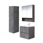 UNICASA LU-600-RC LUNA WALL-HUNG VANITY WITH CERAMIC BASIN / CABINET ONLY (ROCK CEMENTO)