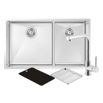 ABEY MOA420DT MONTEGO ONE AND THREE QUARTER BOWL SINK WITH 3K2 KITCHEN MIXER CHROME