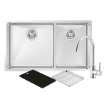 ABEY MOA420DT2 MONTEGO ONE AND THREE QUARTER BOWL SINK WITH 3K4 KITCHEN MIXER CHROME