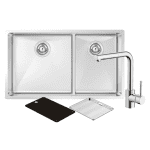ABEY MOA420DT3 MONTEGO ONE AND THREE QUARTER BOWL SINK WITH 3K6 KITCHEN MIXER CHROME