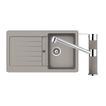 ABEY TD100TC TYPOS SINGLE BOWL SINK WITH DRAINER & 400456C KITCHEN MIXER SCHOCK CONCRETE