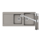 ABEY TD200TC TYPOS ONE AND THREE QUARTER BOWL SINK WITH DRAINER & 400456C KITCHEN MIXER SCHOCK CONCRETE