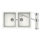 ABEY TN200TW TYPOS DOUBLE BOWL GRANITE SINK & 400456A KITCHEN MIXER SCHOCK ALPINA
