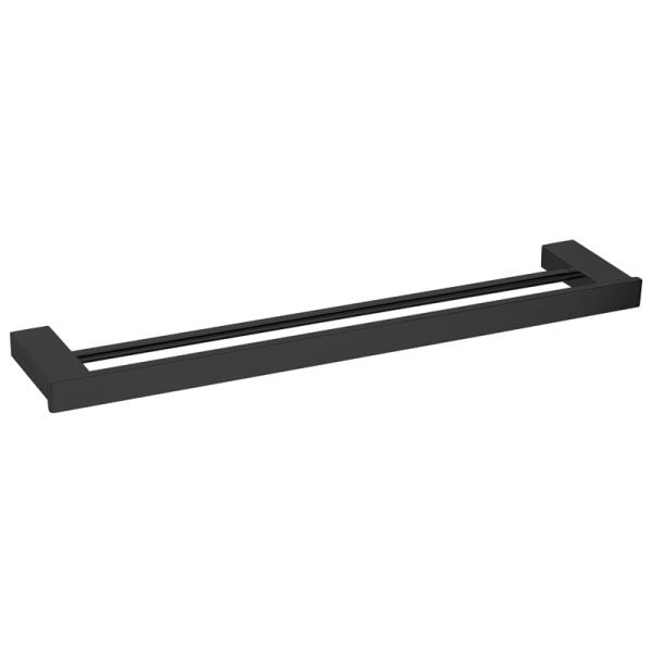BADUNDKUCHE BK1602-600 SS ECKIG DOUBLE TOWEL RAIL 600MM CHROME / BLACK