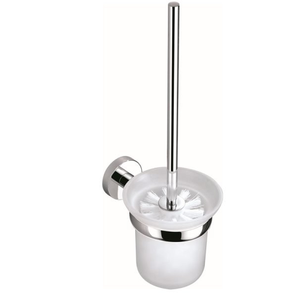 BADUNDKUCHE BK429 RUND GLASS TOILET BRUSH HOLDER CHROME/MATT BLACK