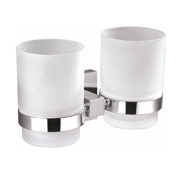BADUNDKUCHE BK528 ECKIG DOUBLE TUMBLER HOLDER CHROME