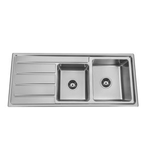 BADUNDKUCHE BK116 TRADITIONELL ONE AND THREE QUARTER BOWL SINK WITH DRAINER STAINLESS STEEL