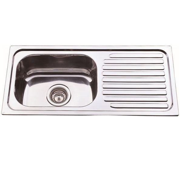BADUNDKUCHE BK327S TRADITIONELL SINGLE BOWL SINK WITH DRAINER STAINLESS STEEL