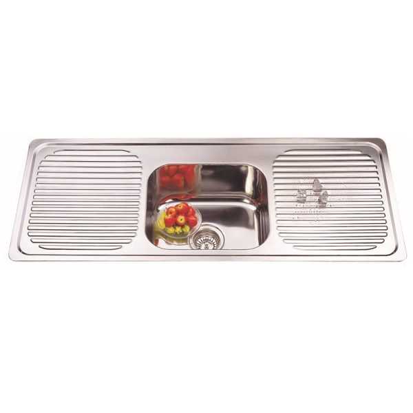BADUNDKUCHE BK446S TRADITIONELL SINGLE BOWL SINK WITH DOUBLE DRAINER STAINLESS STEEL
