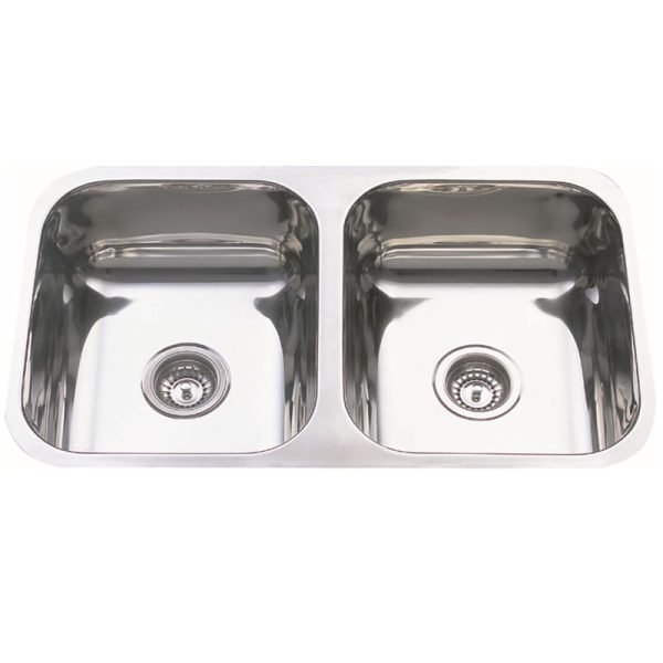 BADUNDKUCHE BK794 TRADITIONELL UNDER/OVERMOUNT DOUBLE BOWL SINK STAINLESS STEEL