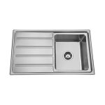 BADUNDKUCHE BK86 TRADITIONELL SQUARE SINGLE BOWL SINK WITH DRAINER STAINLESS STEEL