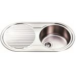 BADUNDKUCHE BK915 TRADITIONELL ROUND SINGLE BOWL SINK WITH DRAINER STAINLESS STEEL