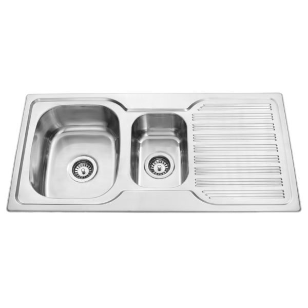 BADUNDKUCHE BK98.1 TRADITIONELL SQUARE ONE AND QUARTER BOWL KITCHEN SINK STAINLESS STEEL