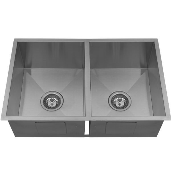 BADUNDKUCHE BKS76D QUAD LUX UNDER/OVERMOUNT DOUBLE BOWL SINK STAINLESS STEEL